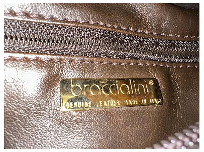 Braccialini Handtasche aus braunem Wildleder Python-Effekt Dunkelbraun - Ansicht 8