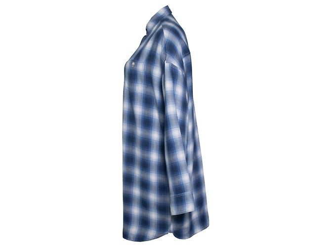 R13, mini abito in flanella a quadri AXL oversize Blu - view 2