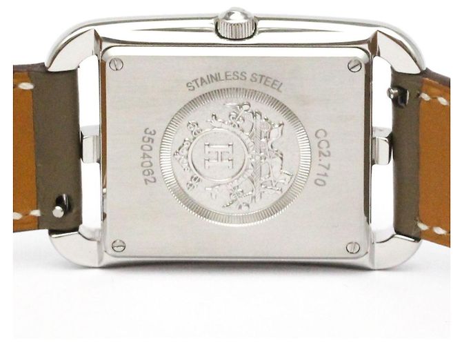 Relógio masculino em aço e couro Hermès Cape Cod Quartz CC2.710 - vista 7