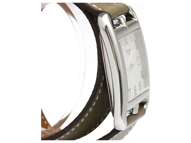 Relógio masculino em aço e couro Hermès Cape Cod Quartz CC2.710 - vista 9