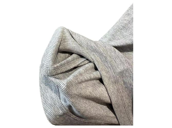 Totême toteme Top de jersey de algodón elástico acanalado gris para mujeres - vista 11