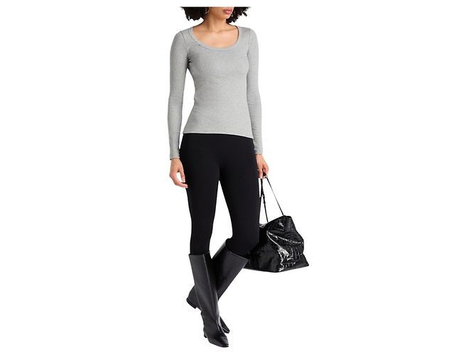 Totême toteme Top de jersey de algodón elástico acanalado gris para mujeres - vista 2