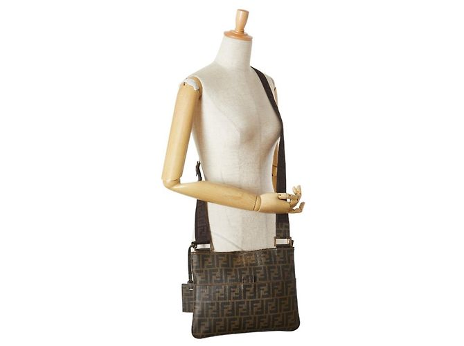 Borsa a Spalla Fendi Zucca Cachi - vista 12