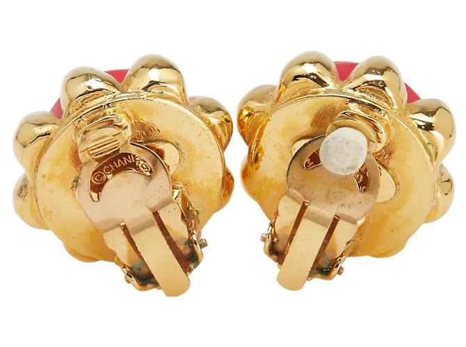Orecchini a clip vintage Chanel Coco Mark Rosso D'oro - vista 3
