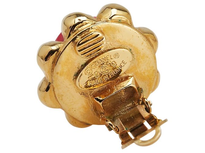 Orecchini a clip vintage Chanel Coco Mark Rosso D'oro - vista 4