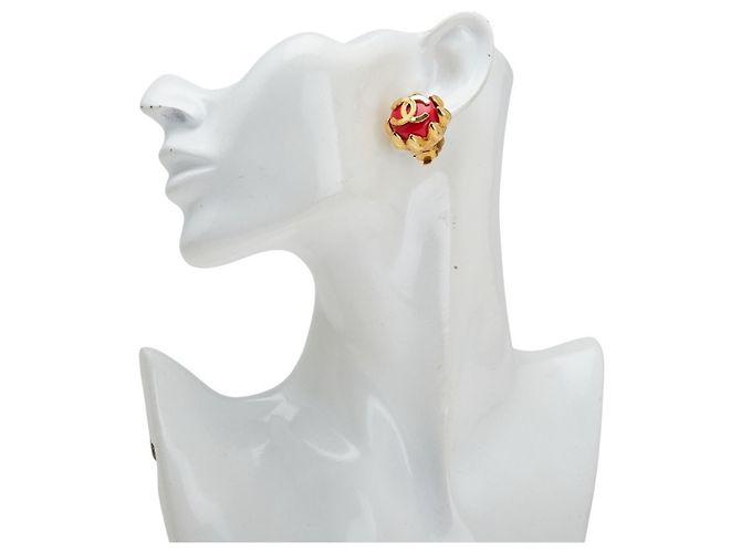 Orecchini a clip vintage Chanel Coco Mark Rosso D'oro - vista 6