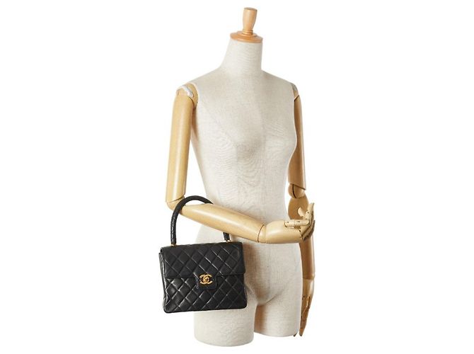 Timeless Borsa a mano Chanel Matelassé Coco Mark Nero - vista 12