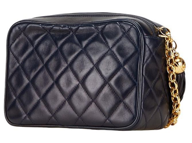 Borsa a spalla con catena e frange Coco Mark Matelassé di Chanel Blu navy - vista 2