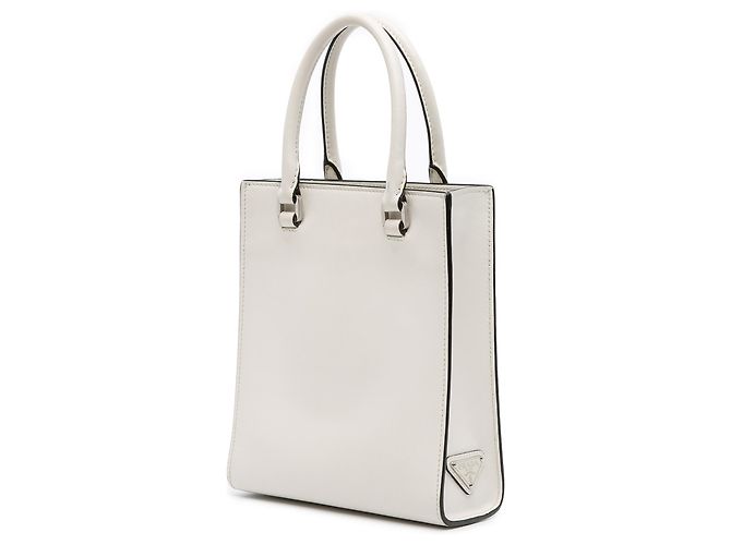 Prada Weiß Mini Soft Calf Logo Drill Satchel - Ansicht 2