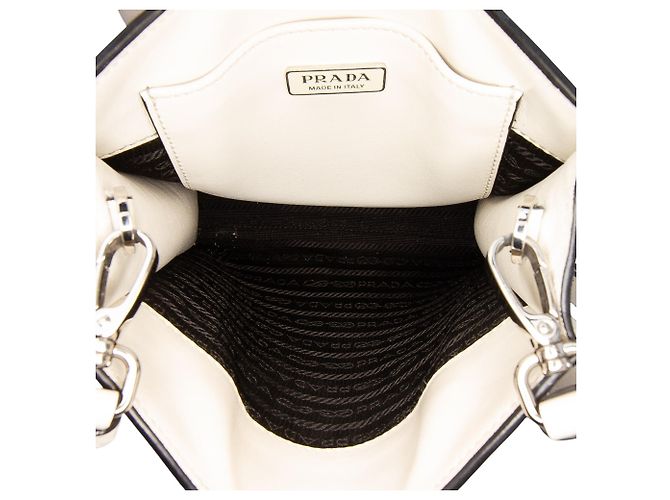 Prada Weiß Mini Soft Calf Logo Drill Satchel - Ansicht 4