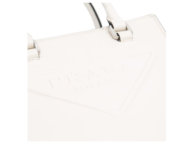 Prada Weiß Mini Soft Calf Logo Drill Satchel - Ansicht 7