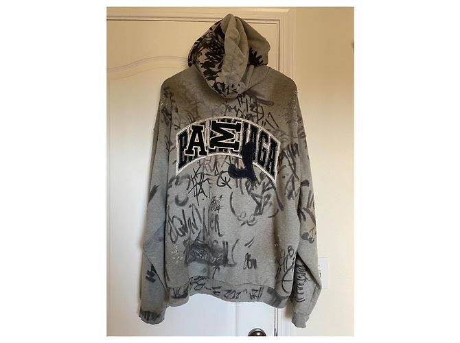 Skater Zip Hoodie von Balenciaga Schwarz Grau - Ansicht 8
