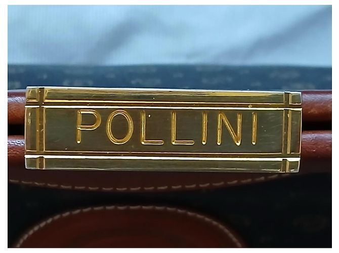 Pochette Maxi Pollini Marrone e Nero in Pelle Logo - vista 11