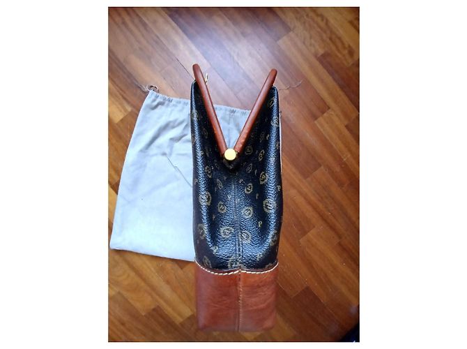 Pochette Maxi Pollini Marrone e Nero in Pelle Logo - vista 2