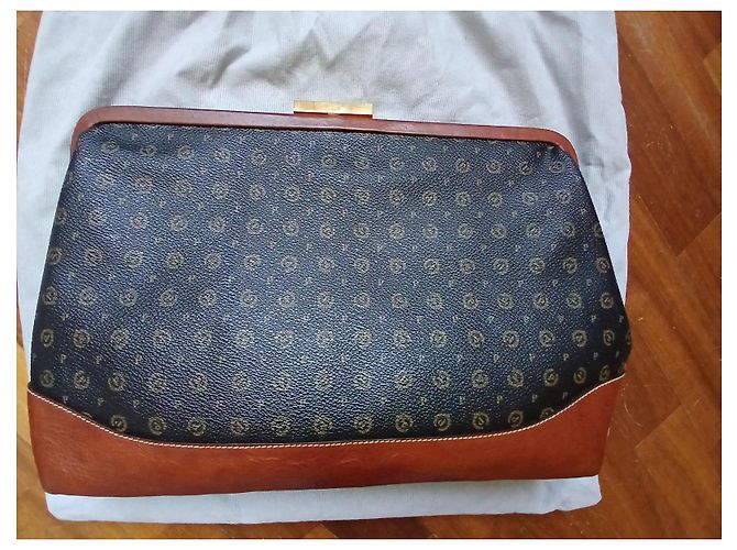 Pochette Maxi Pollini Marrone e Nero in Pelle Logo - vista 9