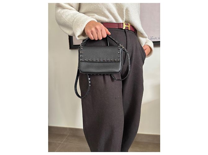 Valentino Garavani Rockstud Borsa a mano in pelle nera Nero - vista 10