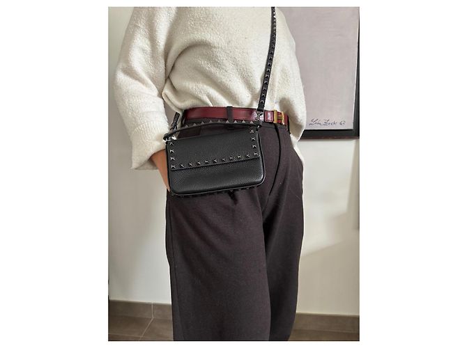 Valentino Garavani Rockstud Borsa a mano in pelle nera Nero - vista 11