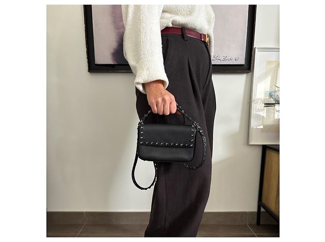 Valentino Garavani Rockstud Borsa a mano in pelle nera Nero - vista 8