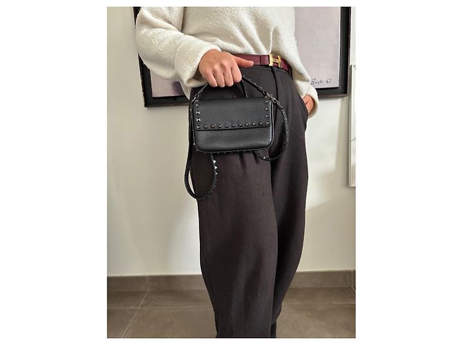 Valentino Garavani Rockstud Borsa a mano in pelle nera Nero - vista 9