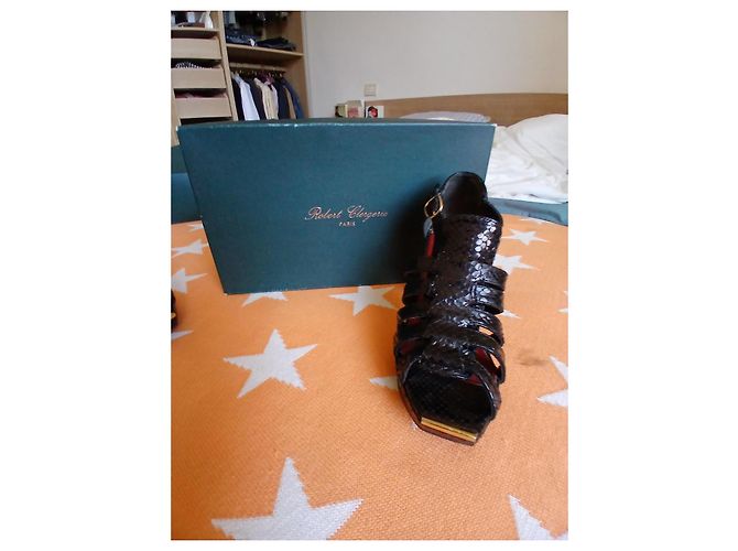 Robert Clergerie Black Python Sandals - view 2
