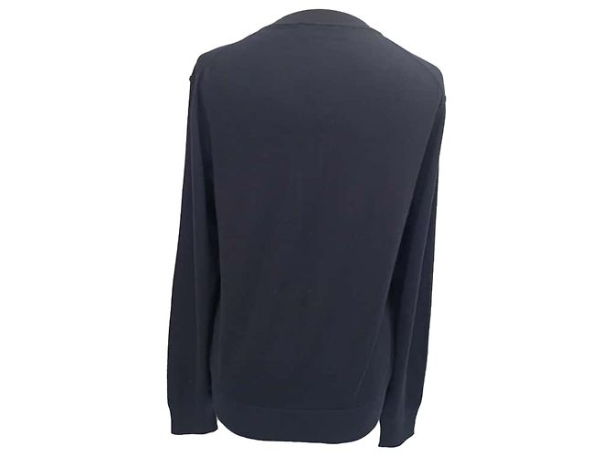Dunkelblauer Wollpullover mit V-Ausschnitt von Dolce & Gabbana Marineblau - Ansicht 3