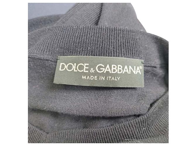 Dunkelblauer Wollpullover mit V-Ausschnitt von Dolce & Gabbana Marineblau - Ansicht 4