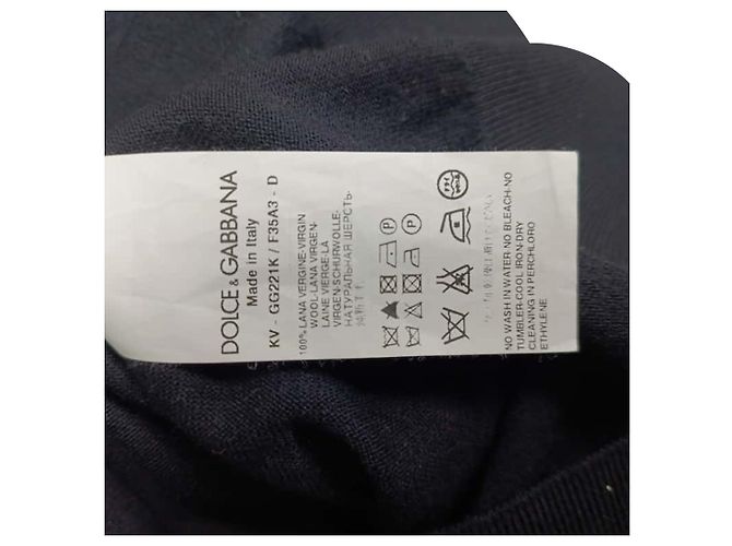 Dunkelblauer Wollpullover mit V-Ausschnitt von Dolce & Gabbana Marineblau - Ansicht 5