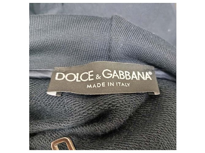 Dolce & Gabbana bestickter Kapuzenpullover mit Reißverschluss aus navyblauer Baumwolle Marineblau - Ansicht 4