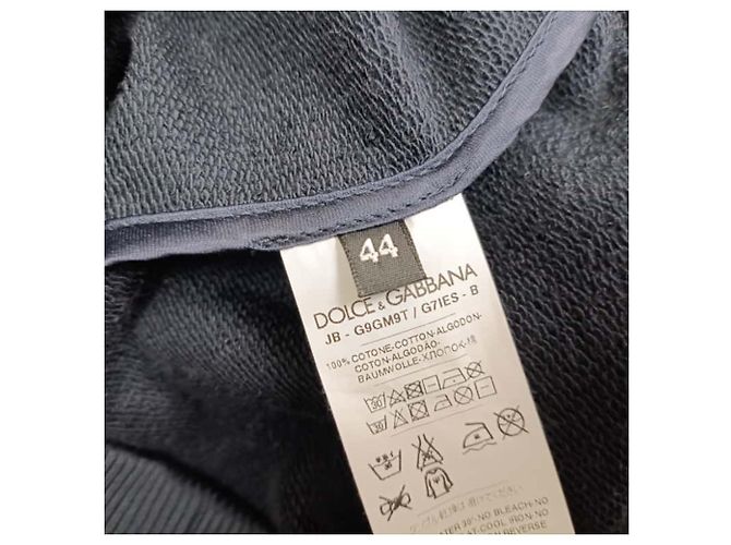 Dolce & Gabbana bestickter Kapuzenpullover mit Reißverschluss aus navyblauer Baumwolle Marineblau - Ansicht 5