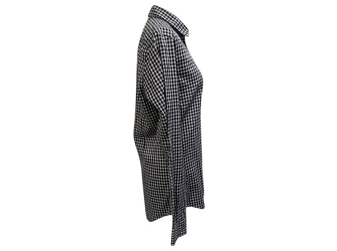 Camicia a bottoni in vichy nera e bianca in cotone di Dolce & Gabbana Nero - vista 2
