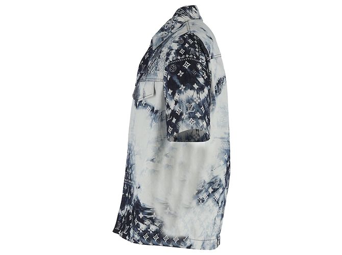 Camicia in denim a maniche corte Louis Vuitton Monogram in cotone blu - vista 2