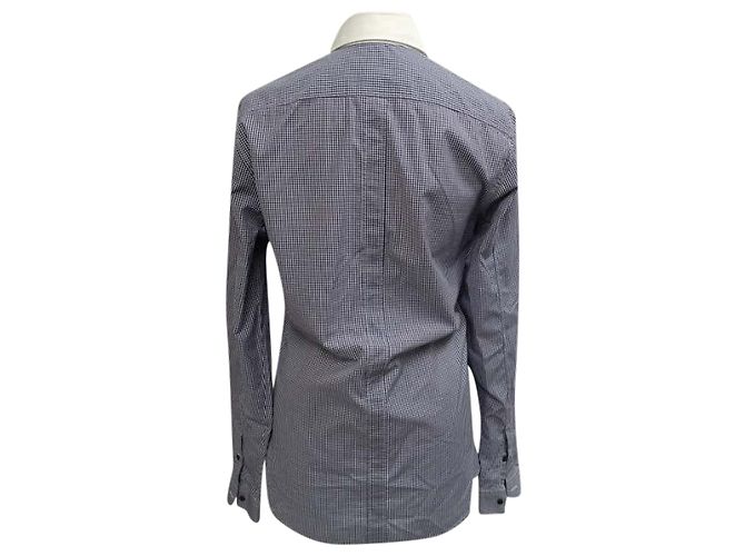 Camisa de botão em gingham azul e branco de algodão Gucci - vista 3