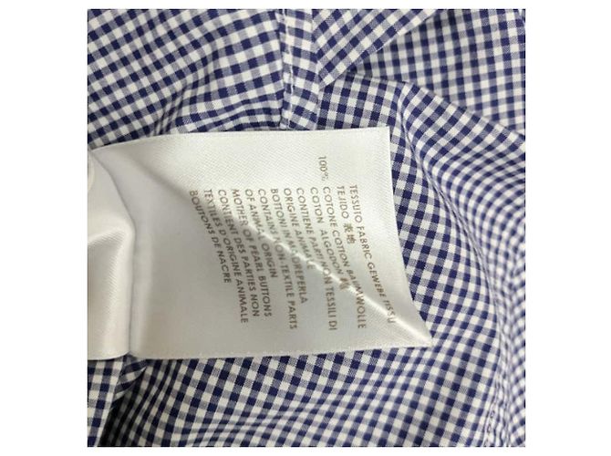Camisa de botão em gingham azul e branco de algodão Gucci - vista 5