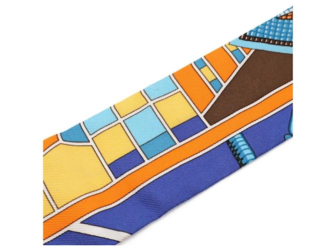 Bufanda de seda Twilly de Hermès Azul Multicolor Naranja - vista 3