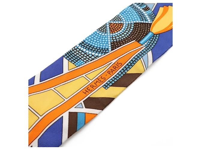 Bufanda de seda Twilly de Hermès Azul Multicolor Naranja - vista 5