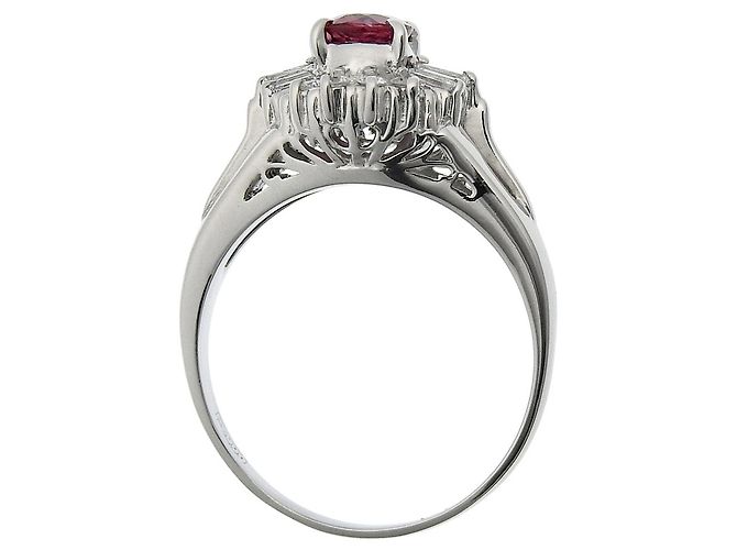 Autre Marque Anello in Platino Pt900 con Rubino da 0,48ct e Diamante da 0,22ct Argento - vista 3