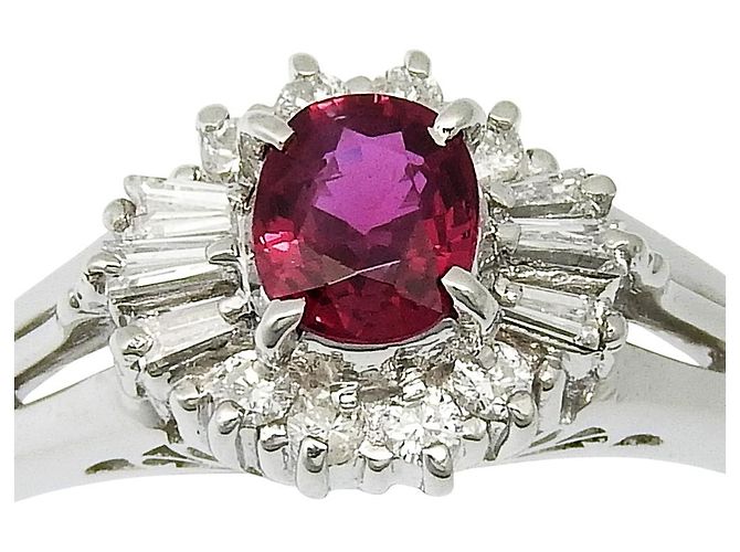 Autre Marque Anello in Platino Pt900 con Rubino da 0,48ct e Diamante da 0,22ct Argento - vista 4