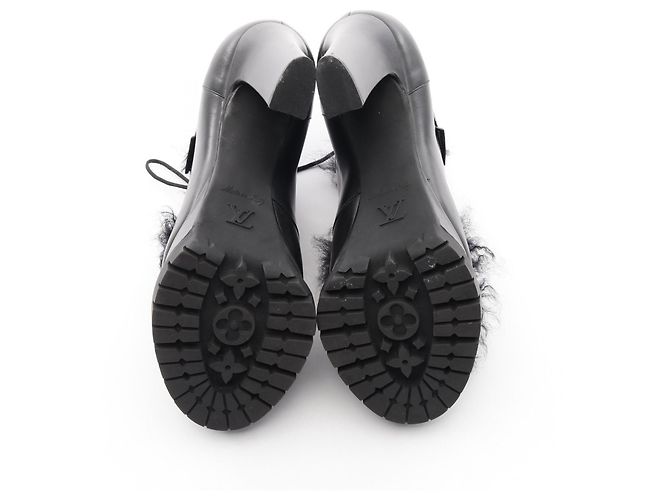 Leder-Fell-Stiefeletten von Louis Vuitton Schwarz - Ansicht 4