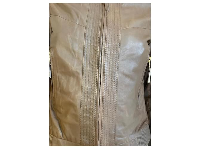 Mango Echte braune Lederjacke – Chic Biker-Geist ✨ Dunkelbraun - Ansicht 2