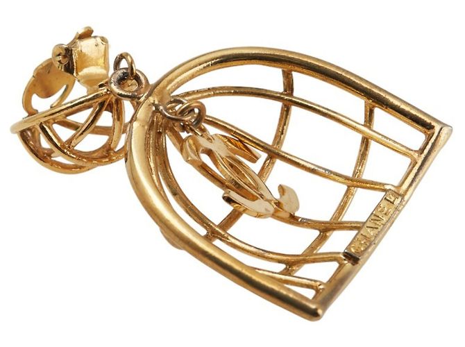 Orecchini a gabbia per uccelli Coco Mark Vintage di Chanel D'oro - vista 5