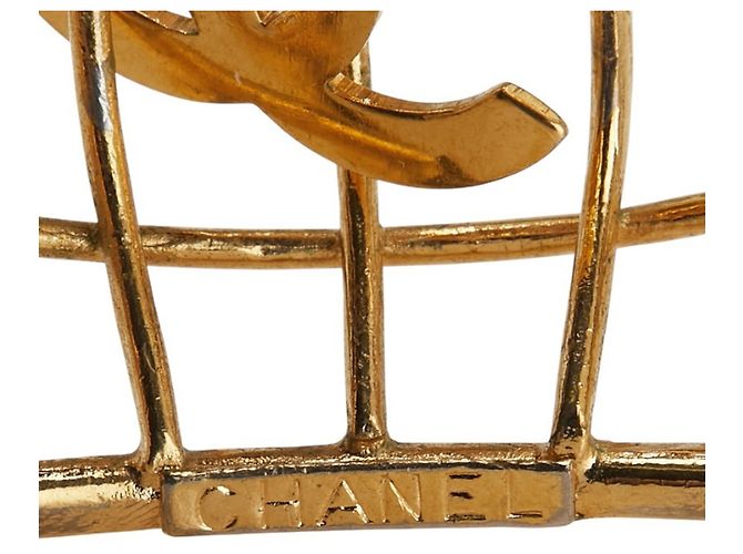 Orecchini a gabbia per uccelli Coco Mark Vintage di Chanel D'oro - vista 6
