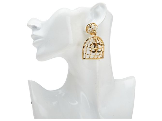 Orecchini a gabbia per uccelli Coco Mark Vintage di Chanel D'oro - vista 8