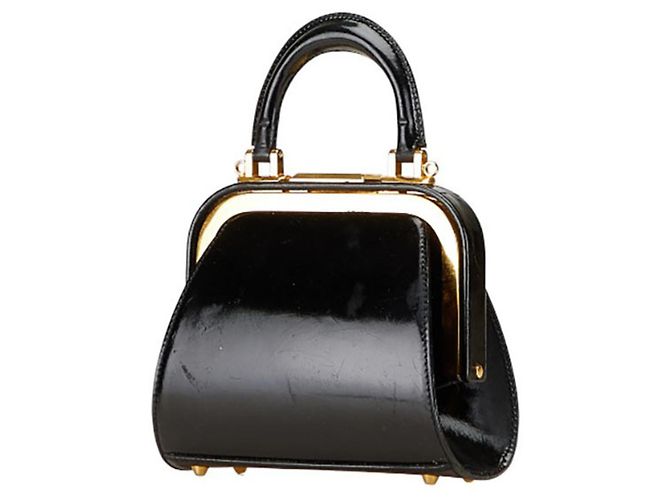Borsa a mano in pelle verniciata nera Christian Dior Nero - vista 2