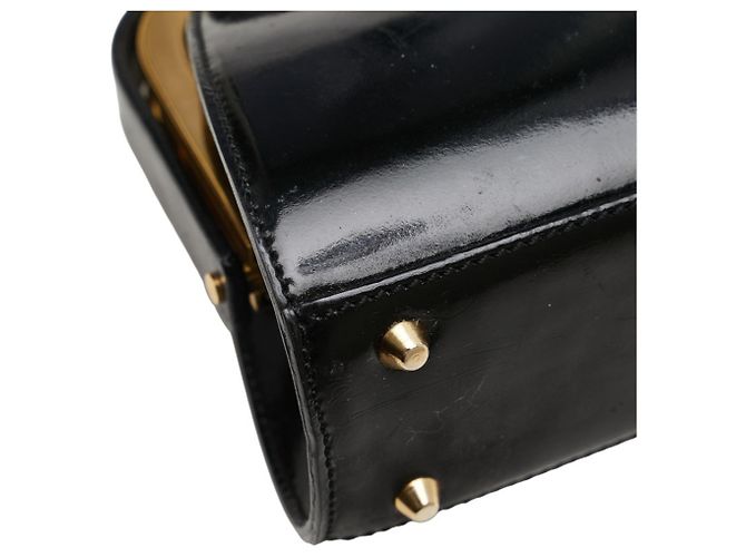 Borsa a mano in pelle verniciata nera Christian Dior Nero - vista 5