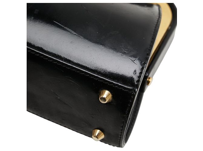 Borsa a mano in pelle verniciata nera Christian Dior Nero - vista 6