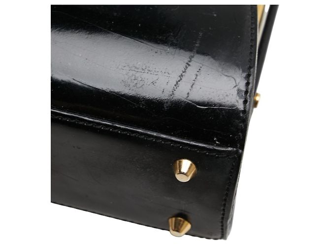 Borsa a mano in pelle verniciata nera Christian Dior Nero - vista 7