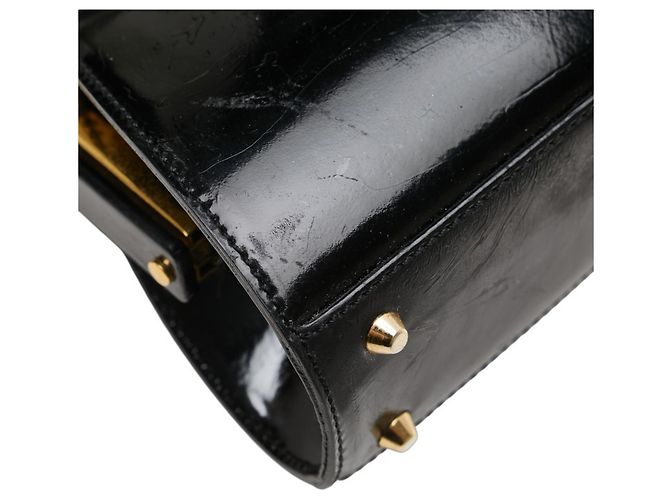 Borsa a mano in pelle verniciata nera Christian Dior Nero - vista 8