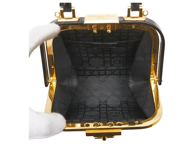 Borsa a mano in pelle verniciata nera Christian Dior Nero - vista 9