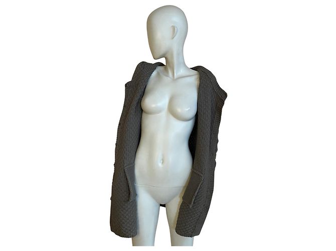 Langer Strickgilet Gerard Darel – Lässige Eleganz Grau - Ansicht 4