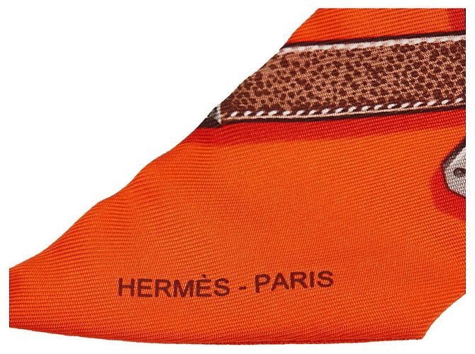 Hermes Hermès Twilly Kelly Belt Scarf Brown Orange - view 2
